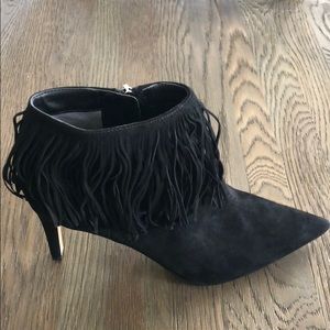 Sam Edelman fringe black suede booties